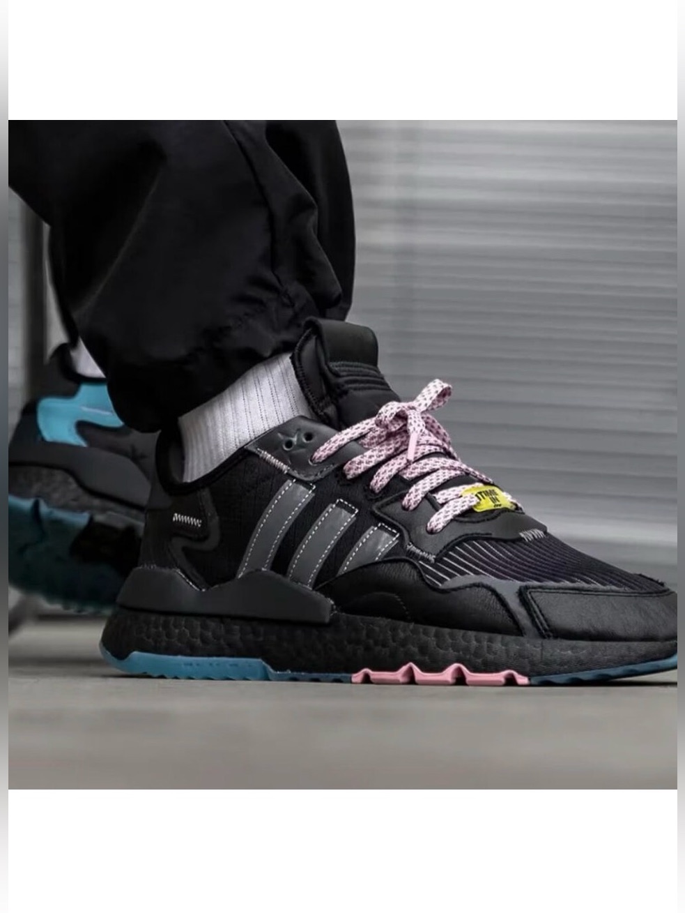 Nwt Adidas Ninja X Nite Jogger Athletic Shoe J 'Black Blue Pink Glow Youth Boy 4